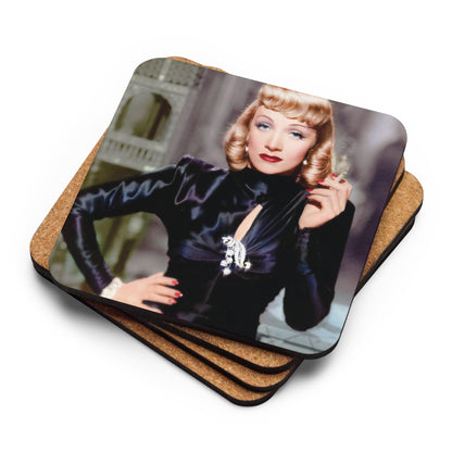 Marlene Dietrch in a Milo Anderson costume Cork-back coaster